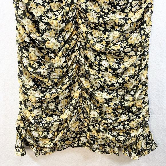 ASTR x Revolve Womens Sheer‎ Mesh Ruched Floral Dress Sz M Dark Cottage Romantic - Picture 5 of 16